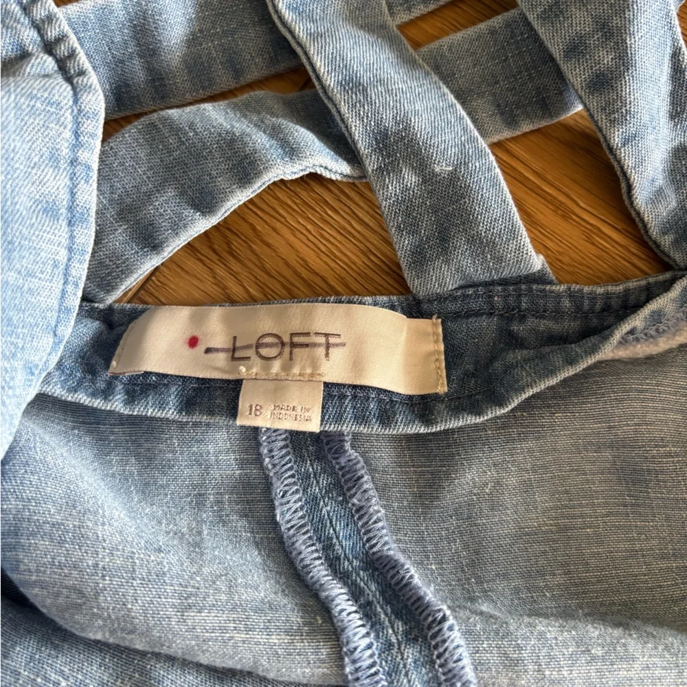 LOFT Light Denim Tie-Strap Sundress - Light Blue - Picture 3 of 5